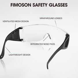 FIMOSON 6 Pack Safety Glasses - Scratch Resistant Wrap Around Eyewear, Polycarbonate ANSI Z87.1 Impact Resistant Lens