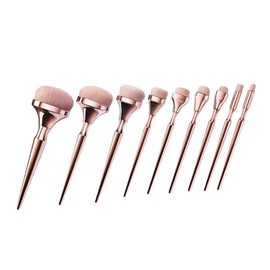 FOMIYES 9-Piece Gold Plated Makeup Brush Set for Women Professional Blush Loose Powder and Eyeshadow Tools for Home and Travel Beauty Applications