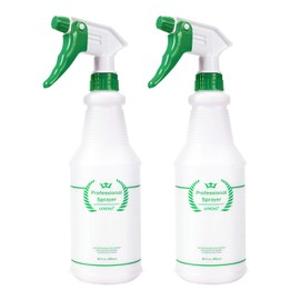 Plastic Spray Bottle 2 Pack, 32 Oz, All-Purpose Heavy Duty Spraying Bottles Leak Proof Mist Empty Water Sprayer for Cleaning Solution, Essential Oils, Hair, Planting with Adjustable Nozzle - Green