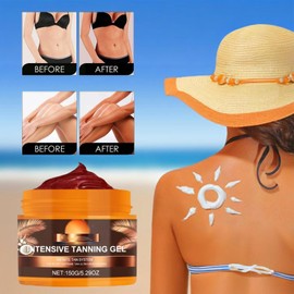 Oce Aura Intensive Tanning Gel, Oce Aura Golden Shimmer Intensive Tanning Cream, Intensive Tanning Gel - Instant Tan Enhancer, Water-Resistant With Carrot And Coconut Oil, 5.29 Fl Oz (1pcs)