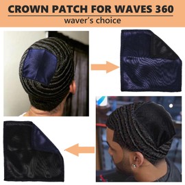 2 Pcs Double Layer Crown Patch for Waves,Wave Crown Patches for 360 Waves Crown Compression (Black+Navy)