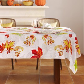 Vorhomness Fall Rectangle Tablecloth 52 x 70 Inch, Thanksgiving Autumn Harvest Maple Leaves Table Cloth, Resistant Spill Proof Washable Rectangular Table Covers for Party Picnic Dinner Decor