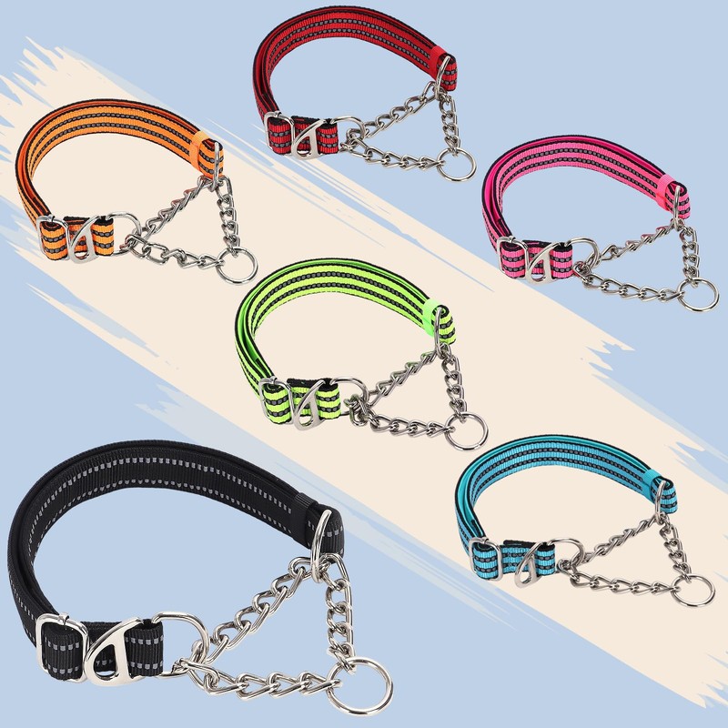 Martingale Dog Collar with Soft Padded - Reflective Choke Chain