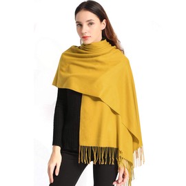 EASE LEAP Pashmina Scarfs for Women Silky Shawls and Wraps for Evening Dresses Soft Large Scarves Wedding Warm Stylish Solid Color, Yellow