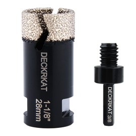 Diamond Hole Saw, 1-1/8" Hole Saw for Tiles Granite Marble Ceramic Glass Porcelain, 28mm Core Drill Bit with 5/8-11 Thread and 3/8” Hex Shank Adapter for Angle Grinders & Drills