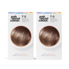 Josh Wood Colour Permanent Colour 7.0 (Lightest Brown) Celebrity-approved, ammonia-free, Leaves hair super shiny and hydrated with 100% grey hair coverage, Natural-looking, and Vegan - Pack of 2