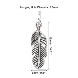 [PATIKIL] 1pcs Feather Decoration Mini 925 Silver Feather Pendant Decoration Silver Black Jewelry Making Bracelet Earrings for Necklace Craft Bulk Silver DIY Dream Catcher