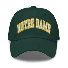 RIVEMUG NG Notre Dame Embroidered Curved Bill Cap Relaxed Fit Low Crown Adjustable City Dad Hat