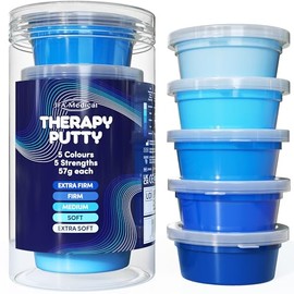 JFA Medical Therapy Clay 5 Strengths Blue Extra Soft Medium Firm Extra Firm 57g Cans