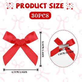 30 Pcs Red Hair Bow, Mini Bows Hair Clips Cute Bowknot Satin Hairs Ribbon Red Barrettes Small Claw Clips Hairs Accessories for Women Girls Teens Braids Haires Decoration