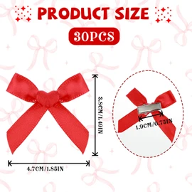 30 Pcs Red Hair Bow, Mini Bows Hair Clips Cute Bowknot Satin Hairs Ribbon Red Barrettes Small Claw Clips Hairs Accessories for Women Girls Teens Braids Haires Decoration