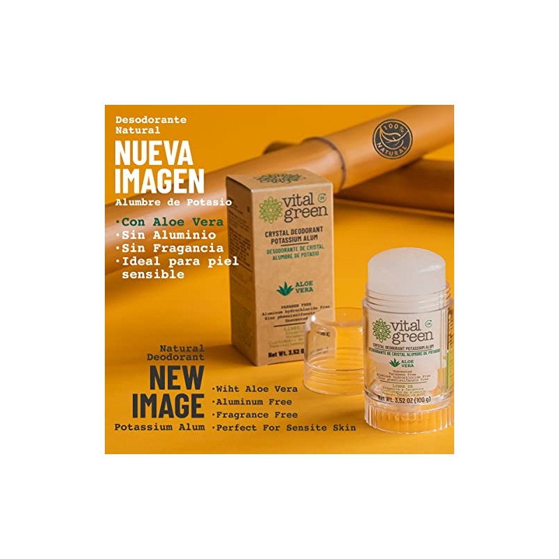 Desodorante Piedra Natural Aloe Vera 100g Sin Color 2 u/pqt