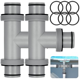 Glooglitter 2 Pack Pool Hose Connector, 1.5" to 1.5" T-Joint Pool Hose Adapter for Above Ground Swimming Pool, Filter Pump Hose Connector, 3 Way Pool Pump Connectors for Pool Parts and Accessories
