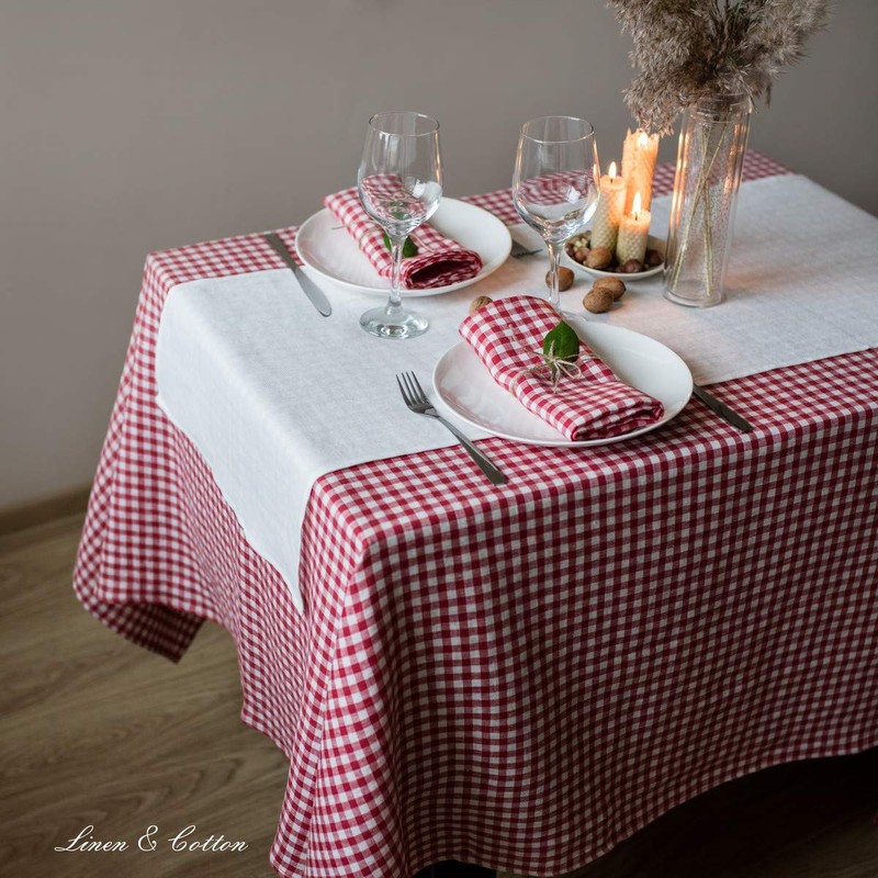 Linen & Cotton Estella Tablecloth Table Linen Checked in Country