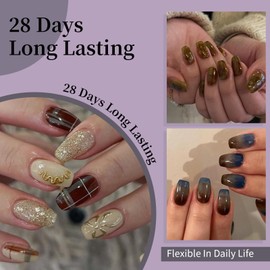 Venares Ballerina Nail Tips, Short, 120 Pieces False Nails Set, Short Coffin Nail Tips for Gel Nails, Nail Extension, 15 Sizes Artificial Gel Nail Tips