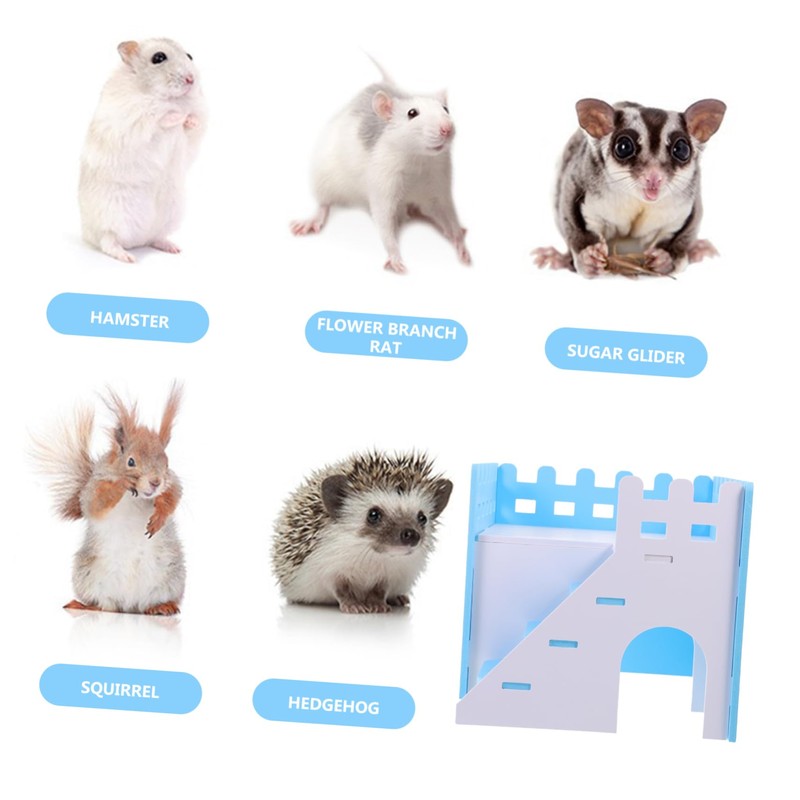 Totority Wooden Hamster House with Ramp and Hideout Safe Chew