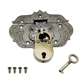 Litoexpe Antique Embossing Decorative Brass Hasp Clasp Latch Lock with Screws, Retro Style Latch Hasp for Jewelry Box Ordinary Box Wooden Case Furniture Decoration (Bronze)