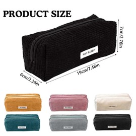 SHUOHONG Pack of 2 Pencil Cases, Corduroy Fabric, Washable Pencil Case, Portable Pencil Case with Zip, Aesthetic Pencil Case for Teenagers, Men and Women, Black+white, simple