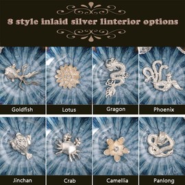 Simple Teapot Teacup, Tea Set for Home Ceramic Tea Set, Jianzhan Tea Bowl Jianzhan Classical Inlaid Silver Leaf Kiln Change Tianmu Tea Cups, Rabbit Hair Glaze Master Cup Tea Cup Bowl, 8 Interior Optio