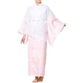 Kyoetsu Two-Part Washable Han Juban with Half Collar, Without Crest for Women, Pink/coat removal available