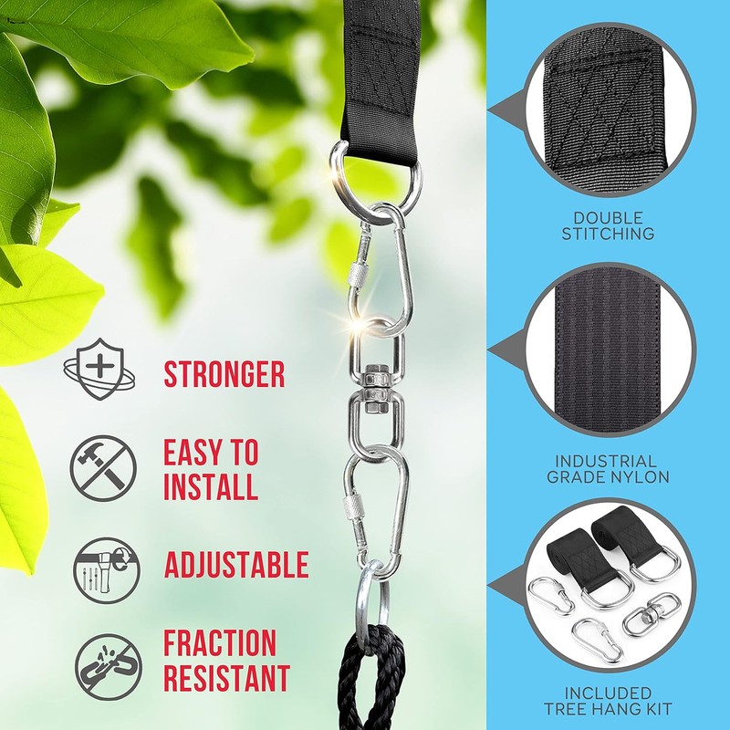 SereneLife Saucer Swing with Tree Hang Kit, 40” Outdoor Tree