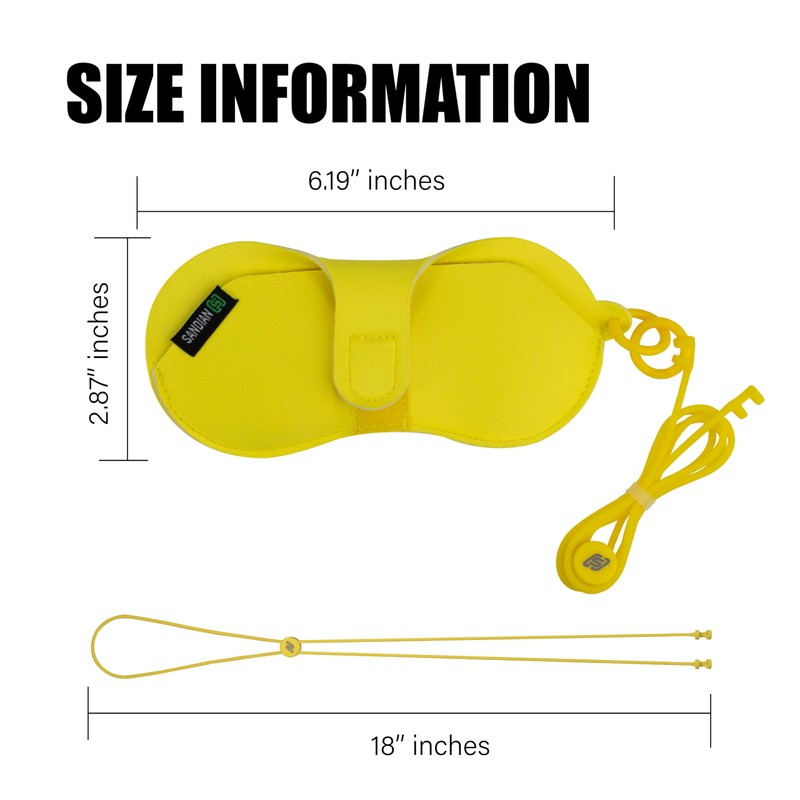 [Yellow] Neoprene Sunglasses Eyewear, Eyeglasses Holder Pouch Case with Strap,