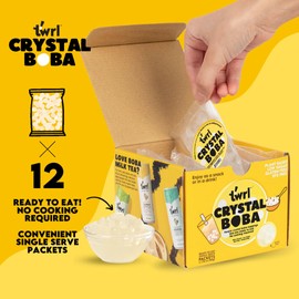 Twrl Crystal Pearls - Jelly Bubbles, Convenient Alternative to Taiwanese Tapioca Pearls, Cafe-Style Tapioca Milk Tea & Coffee Topping, Ready to Eat, Gluten-Free, Plant-Based - Pack of 12 Single Servings