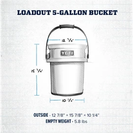 YETI Loadout 5-Gallon Bucket, Impact Resistant Fishing/Utility Bucket, Tan