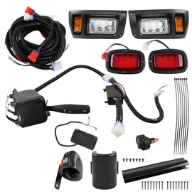WFLNHB Deluxe Golf Cart Light Kit Replacement for DS Club Car 1993-Up, Full Headlight Taillight Kit with RGB Daytime Running Lamp Low High Beam Turn Signal Horn Brake Pad Hazard Blinker