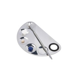 Augenmanufaktur Palette di miscelazione in metallo con spatola, tavolozza per colori e lozioni, 5 scomparti, acciaio inox