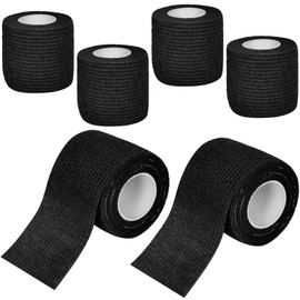 Selbstklebender Verband, 6 Rollen x 5cm x 4,5m Vliesstoff Selbsthaftende Bandage, Elastische Binde Bandage Fixierbinde, Schwarz Haftbandage, Geeignet für Stretch-Sportler, Sport, Handgelenk