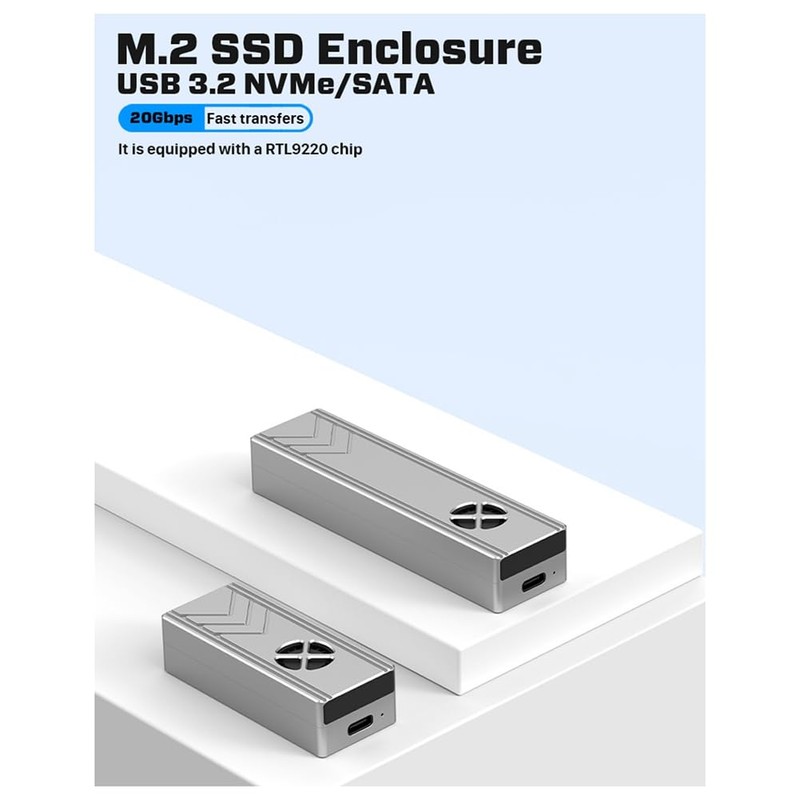 Snblzhef M.2 Solid State Drive Enclosure Dual Protocol External Reading