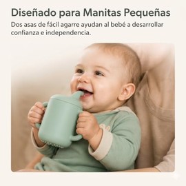 2 Pack Vaso Entrenador para Bebé con Popote, Vaso de Silicona Grado Alimenticio con Doble Asa y Válvula Anti-derrames Total, Sin BPA, Diseño a Prueba 