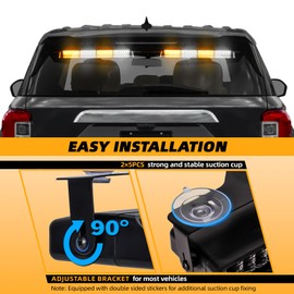 ELECHOI Amber/White 2 in 1 Emergency Dash Strobe Light Bar, Front/Rear 48LEDs Interior Windshield Visor Safety Flashing Warning Hazard Lights for Construction Work Trucks Towing Vehicles