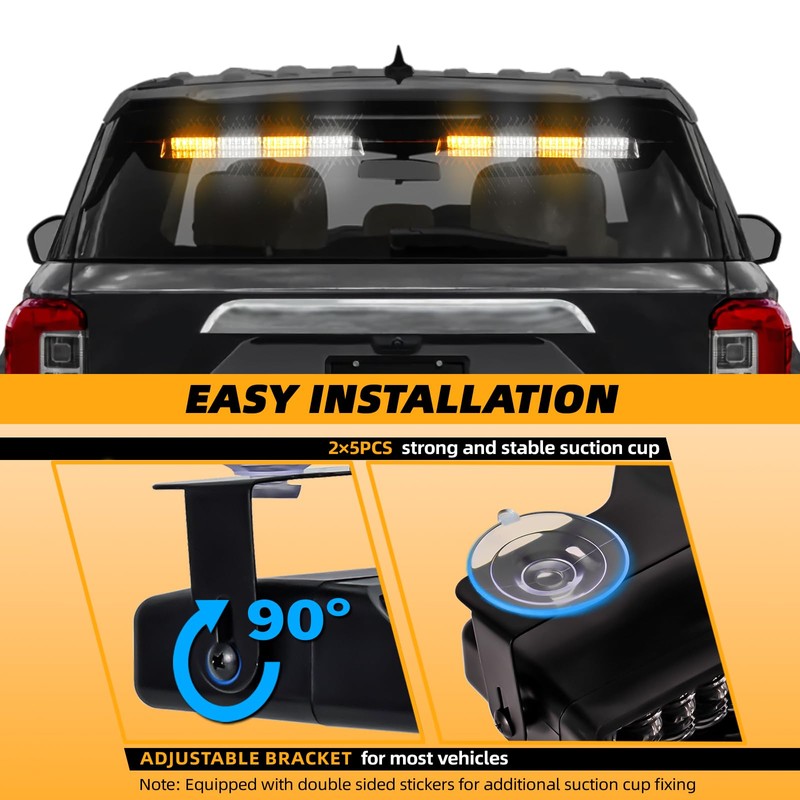 ELECHOI Amber/White 2 in 1 Emergency Dash Strobe Light Bar,