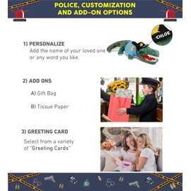 DolliBu Green Alligator Wild Collection Police Officer Plush Toy - Alligator Cop Stuffed Animal Dress Up with Cute Cop Uniform and Cap - Gift with Personalization - 18 Inches