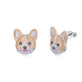 S925 Sterling Silver Dog Stud for Women Cute Corgi Earring for Her, 24 Breed Choices, Dainty Pet Lover Jewelry