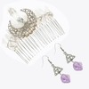 Soulnioi Natural Crystal White Crystal Pillars Hair Comb Hollow Moon
