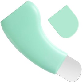 Hzopcw Manual Face Spatula, Metal Facial Scraper with Silicone Lid for Men & Women, Reusable Face Scrubber for Dry Oily Skin- Light Green