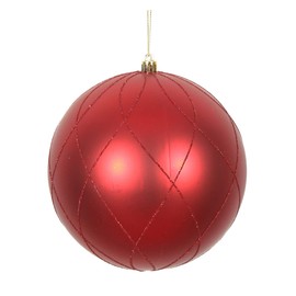 Vickerman Matte and Glitter Swirl Decorative-Hanging-Ball-Ornaments, 4", Red, 4 Piece