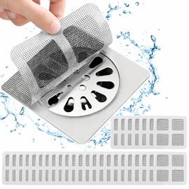 30PCS Pack,4"" X 4"" Disposable Shower Drain Cover Hair Catcher Shower Drain Mesh Stickers, Bathroom, Laundry, Bathtub, Kitchen, Sink, for Human and pet Hair, White