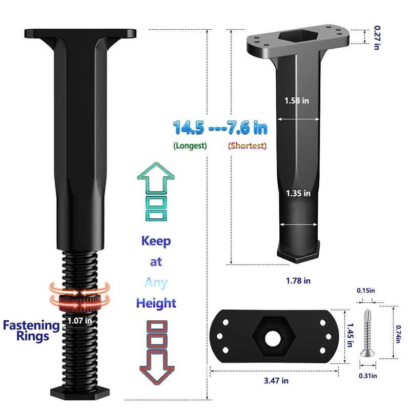 FafdBinm 4PC Bed Frame Support Legs Stabilizer Replacement Universal Slat