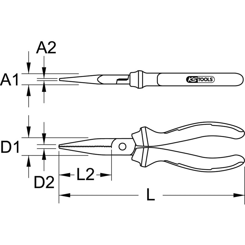 KS Tools 115.1316 Flat pliers serrated, 165mm