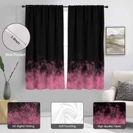 zokyer Pink and Black Window Curtain Ombre Gothic Gradient Women Modern Abstract Adult Teen Decorative Simple Art 42" W x 63" L for Living Room Bedroom Bathroom Set of 2 Panels Rod Pocket Drapes