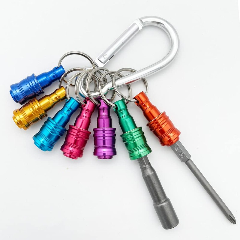 Saipor 7pcs Portable Keychain Drill Screwdriver Bit Holder Aluminum Alloy