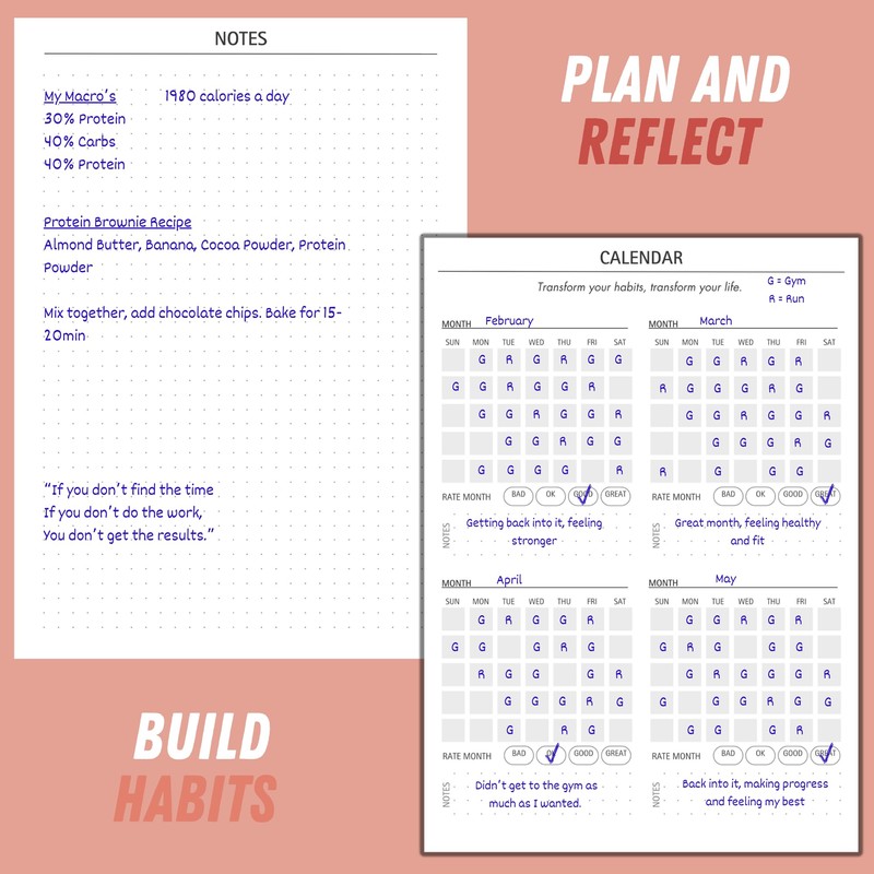 Gym Log Book (A5) - Hardback Leather PU Workout Tracker