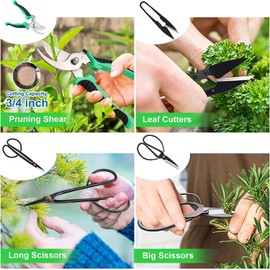 Bonsai Tools Kit- 24 PCS Bonsai Tree Kit Tools for Beginners, Bonsai Tool Set Bonsai Starter Trimming Care Kit Include Pruning Shears, Scissors, PU Leather Bag, Bonsai Pruning Kit for Women & Men
