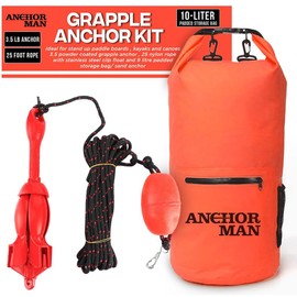 Anchor-Man 3.5 LB Folding Kayak Complete Grapnel Anchor - 10L Storage Kayak Anchor - Mushroom Anchor, Jet Ski Anchor Kit with 25 Feet Rope | Ideal for Boats, Paddle Board Anchor and Fishing