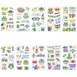 Penta Angel Carnival Tattoos 10 Sheets Carnival Temporary Stickers Fake Face Tattoos for Women Girls Adults Body Make Up Party Costume (Carnival33)