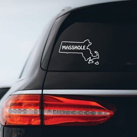 Masshole Massachusetts Sticker Decal Notebook Car Laptop 8" (White)